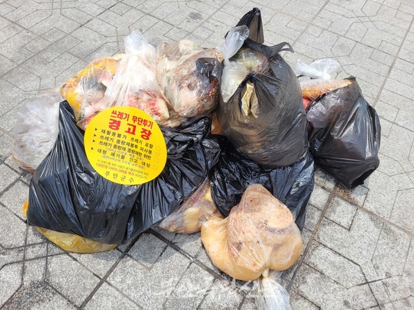준법투쟁이 진행되던 당시 상설시장 앞에 무단투기된 음식물쓰레기